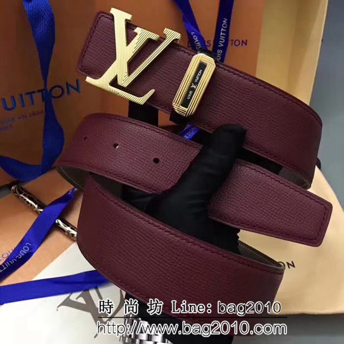 路易威登LV 純手工雙面手掌紋 專櫃奢華條紋鋼扣 男士皮帶 LHG1282